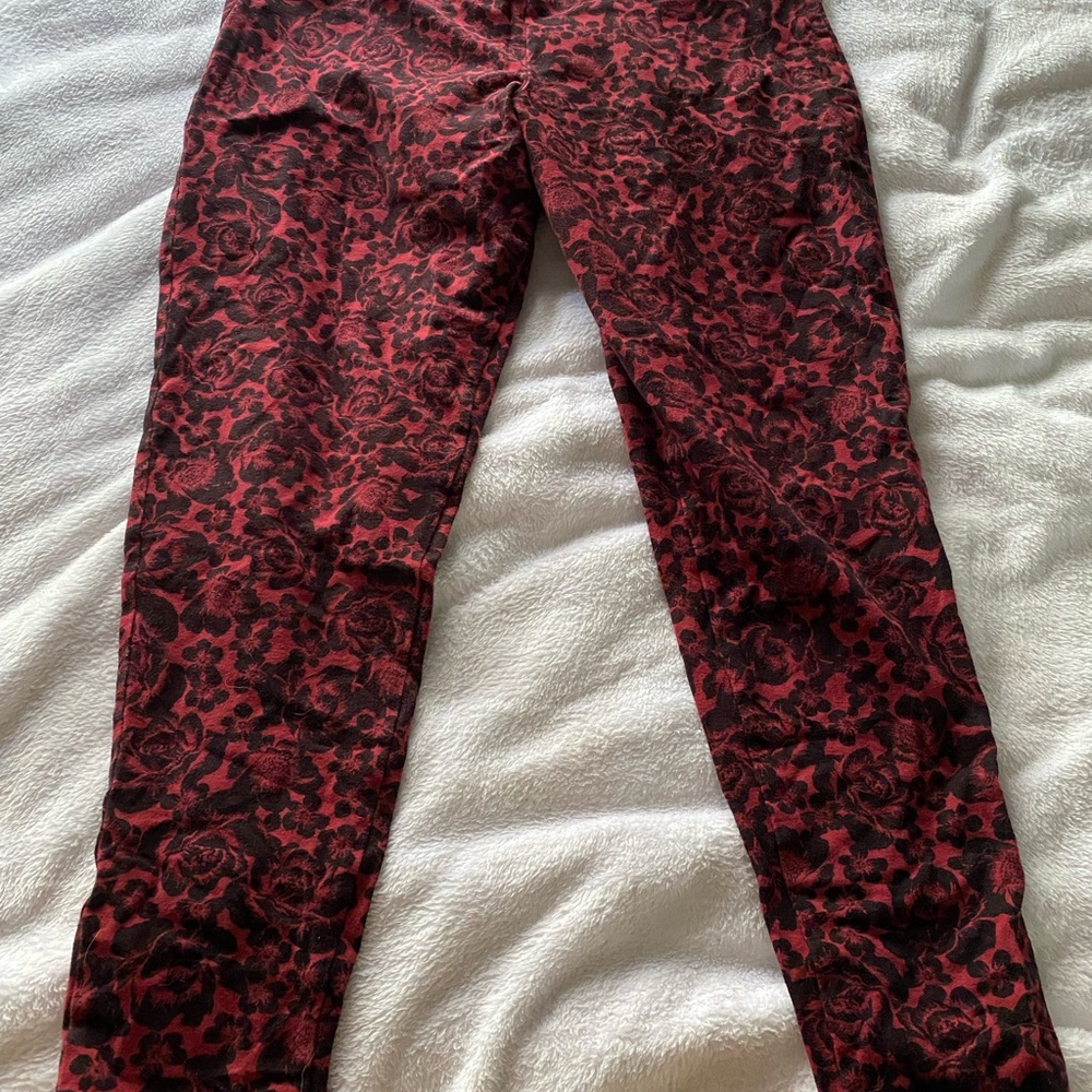 Women's Red Patterned Jeans